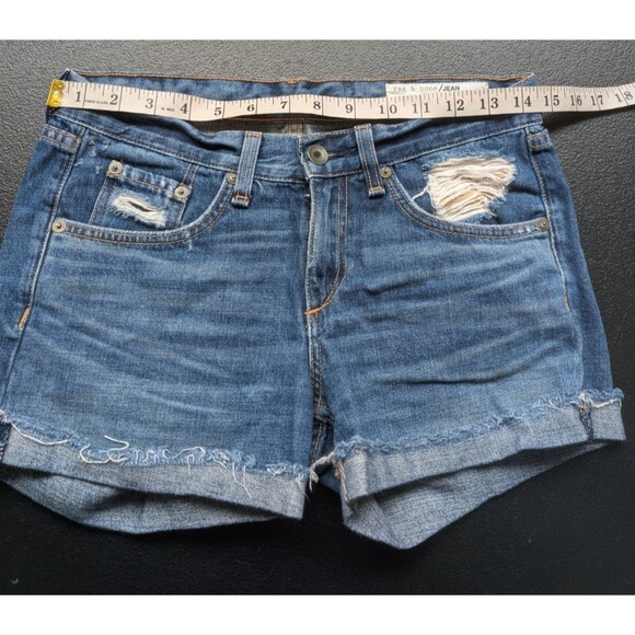Rag & Bone Women Short Denim Distressed Cuffed Low Rise Color Woodstock Size 23 - Picture 3 of 11